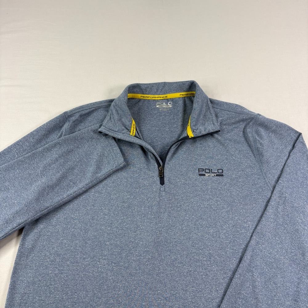 Polo Ralph Lauren Sweatshirt Men Medium Blue Sport 1/4 Zip Golf Pullover Stretch - Picture 1 of 12